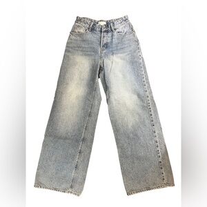 H&M Women’s Baggy Size 4 Light Wash Blue Denim Jeans Mid Rise Wide Leg